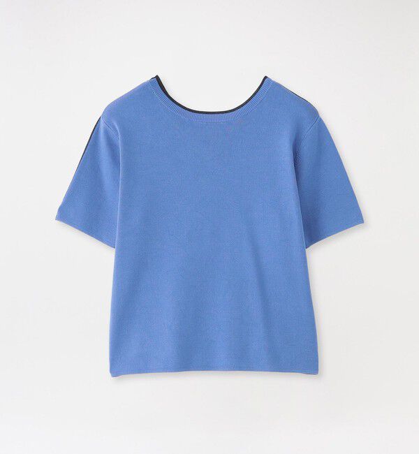  「2フェイスショートスリーブトップス」|ニット・セーター|サックスブルー