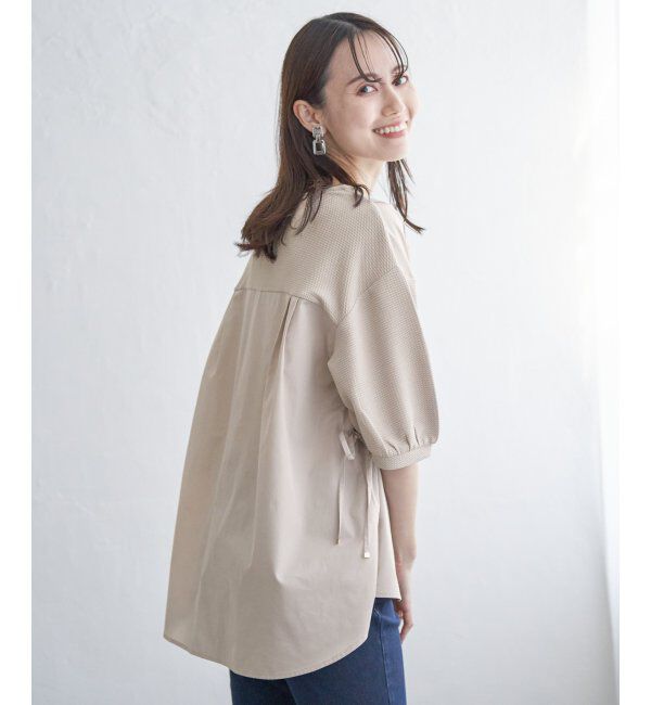 ikka「異素材切り替えサイドリボンプルオーバー」|その他|
