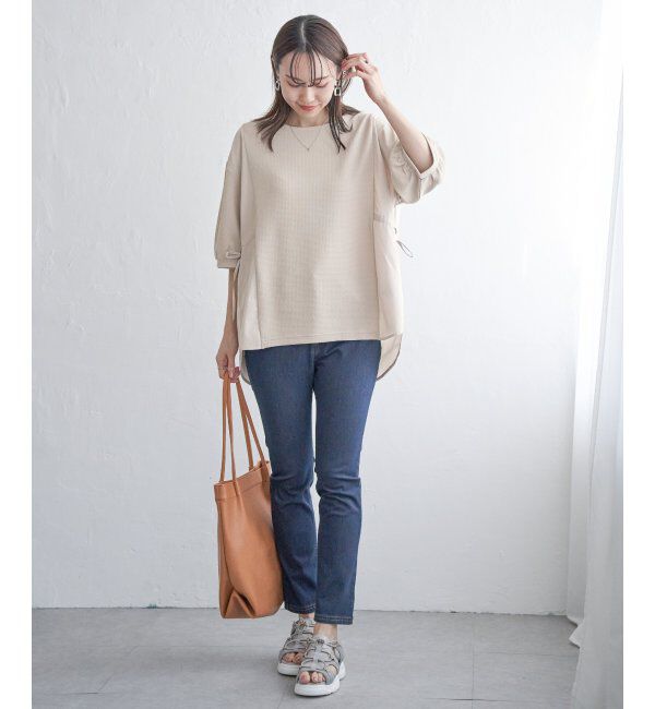 ikka「異素材切り替えサイドリボンプルオーバー」|その他|