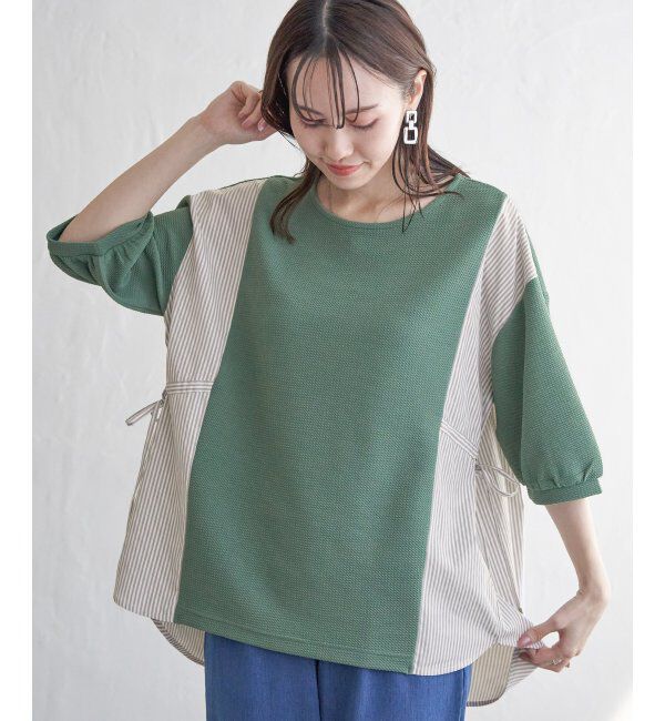 ikka「異素材切り替えサイドリボンプルオーバー」|その他|