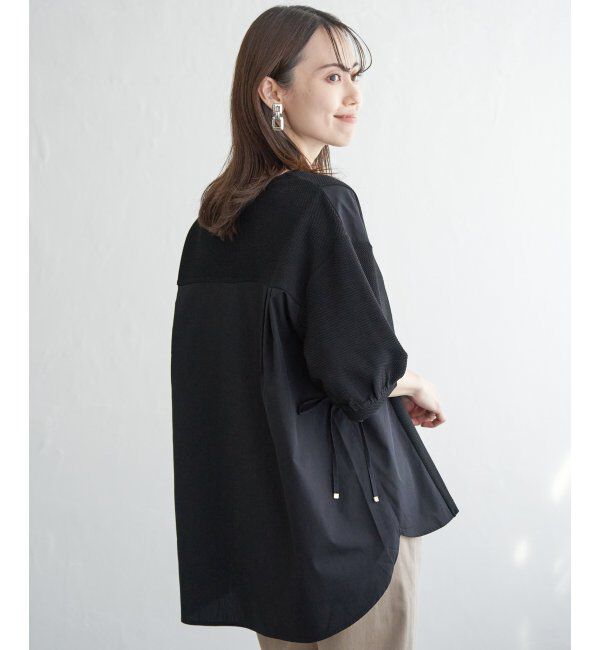 ikka「異素材切り替えサイドリボンプルオーバー」|その他|