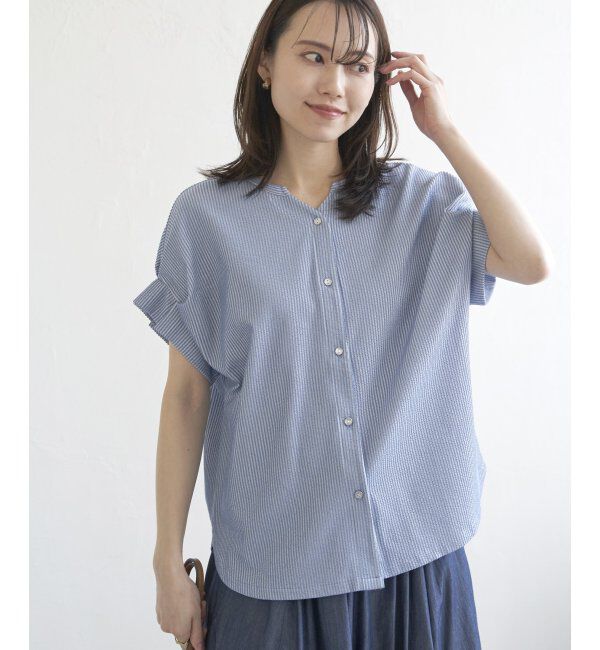 ikka「シアサッカー2WAY袖タックプルオーバー」|その他|