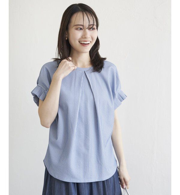 ikka「シアサッカー2WAY袖タックプルオーバー」|その他|