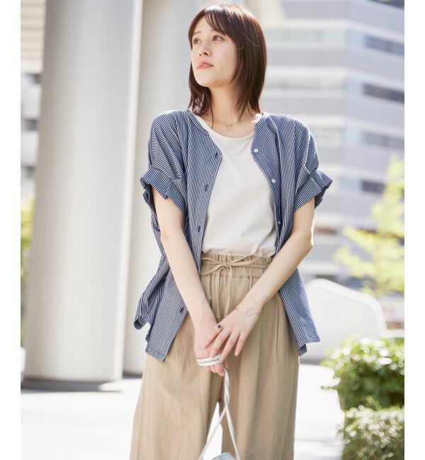 ikka「シアサッカー2WAY袖タックプルオーバー」|その他|