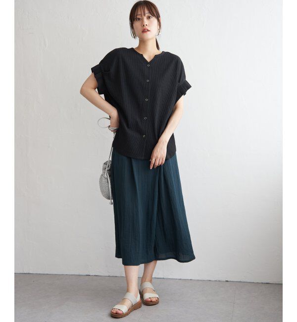 ikka「シアサッカー2WAY袖タックプルオーバー」|その他|