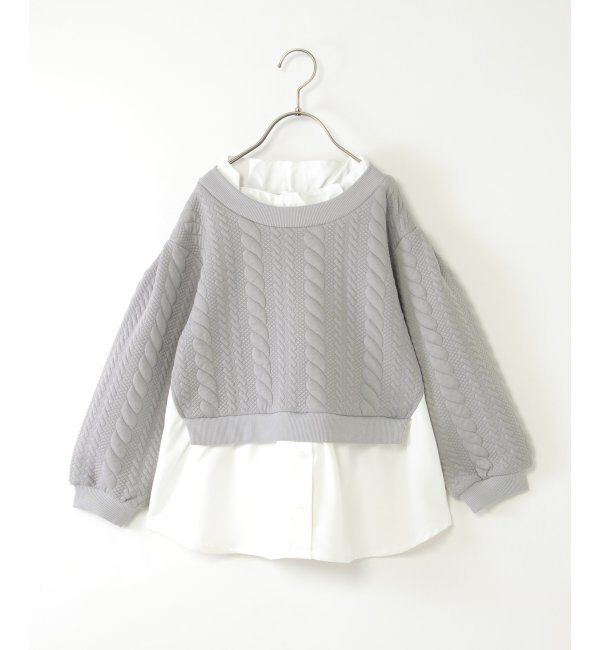 ikka kids「フクレジャカード襟フリルシャツレイヤープルオーバー（120~160cm）」|Tシャツ・カットソー|