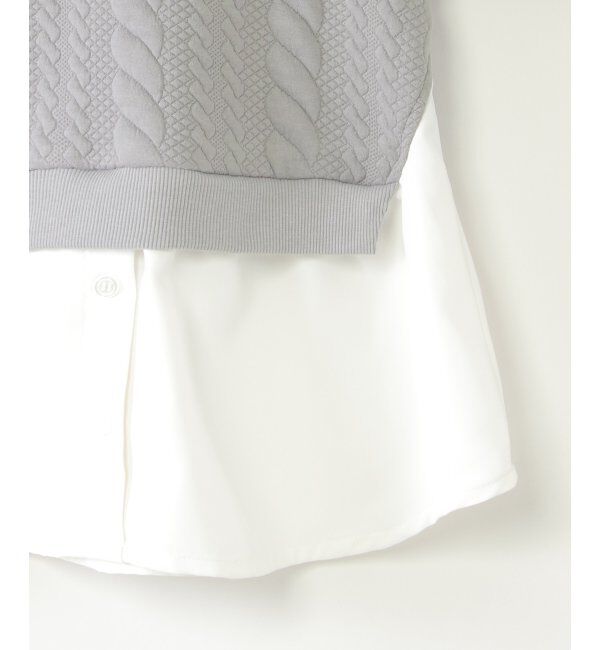 ikka kids「フクレジャカード襟フリルシャツレイヤープルオーバー（120~160cm）」|Tシャツ・カットソー|