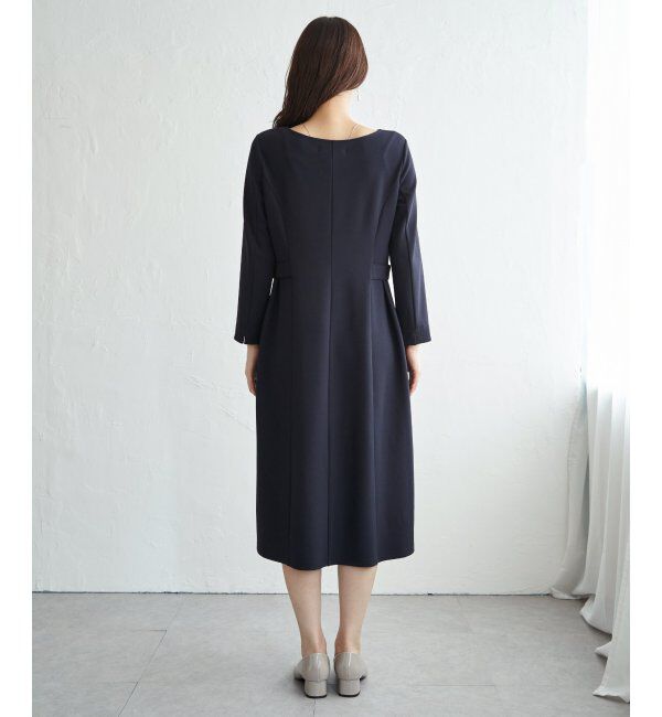 IKKA LOUNGE「カットジョーゼットウエストタブワンピース」|ドレス|