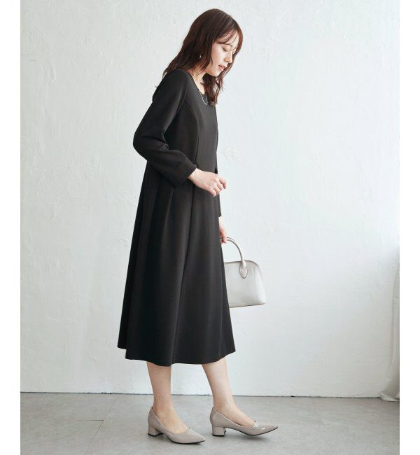 IKKA LOUNGE「カットジョーゼットウエストタブワンピース」|ドレス|