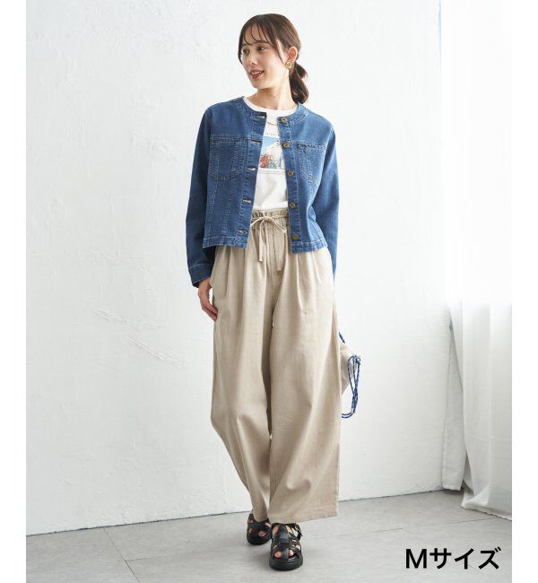 ikka「【雑誌InRed4月号掲載】ストレッチデニムノーカラーシャウター【親子コーデ】」|ノーカラーコート|