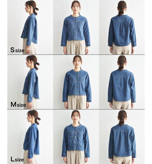 ikka「【雑誌InRed4月号掲載】ストレッチデニムノーカラーシャウター【親子コーデ】」|ノーカラーコート|