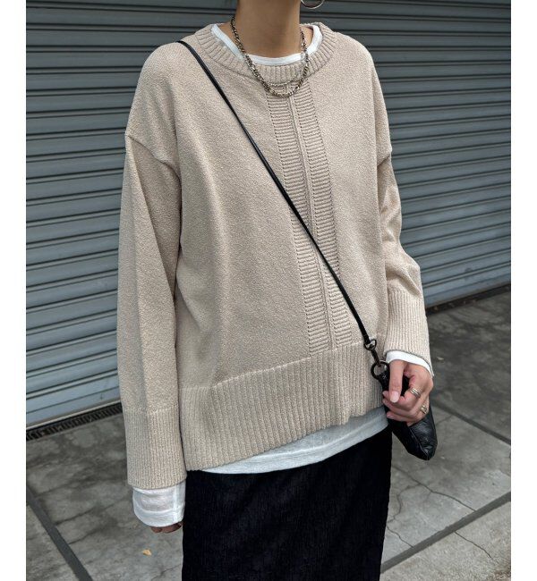 Lbc with Life「ミニブークレサイドスリットニット」|カーディガン|