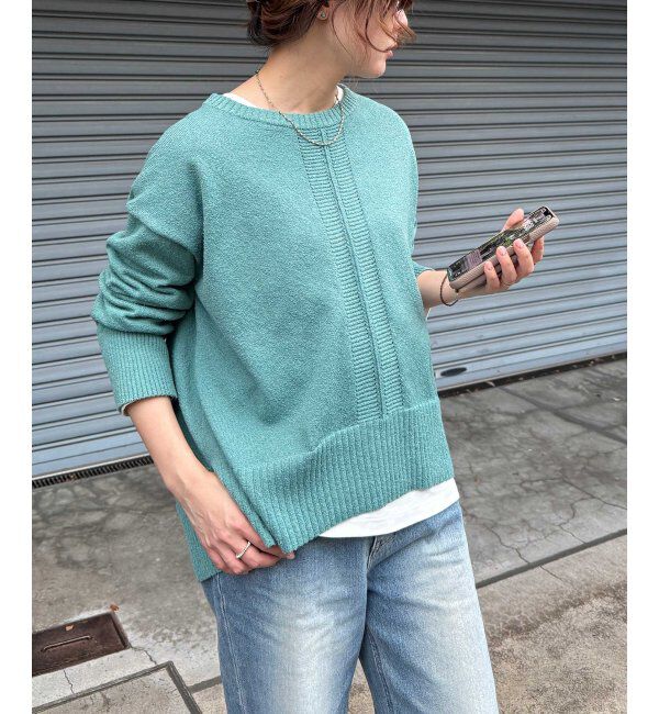 Lbc with Life「ミニブークレサイドスリットニット」|カーディガン|