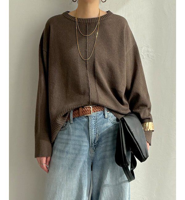 Lbc with Life「ミニブークレサイドスリットニット」|カーディガン|