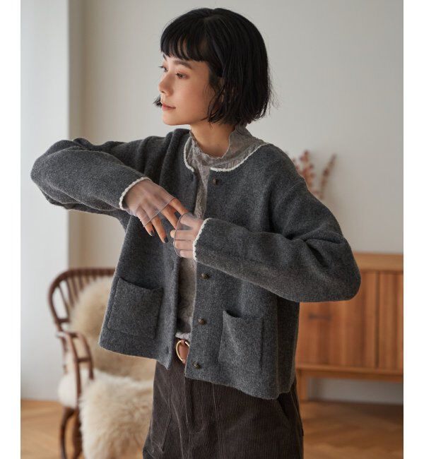 Lbc with Life「配色ポケットショートカーディガン」|カーディガン|