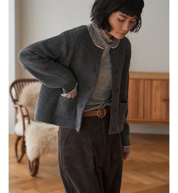 Lbc with Life「配色ポケットショートカーディガン」|カーディガン|