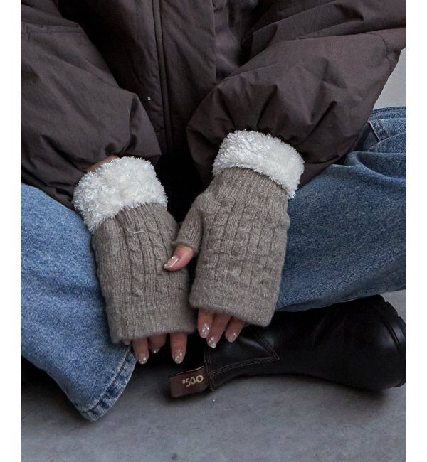 Lbc with Life「無地カフスファーニット」|手袋|