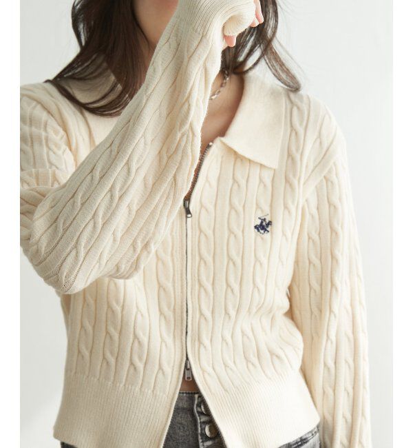 VENCE share style「BEVERLY HILLS POLO CLUB ケーブル編みポロカーデ」|カーディガン|アイボリー