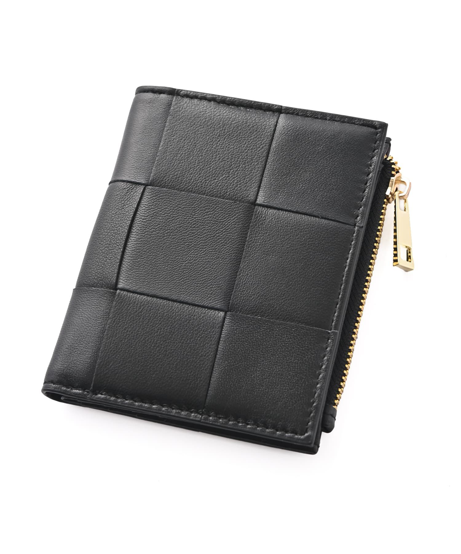 STYLE DELI「【DELI by】編み込みリアルレザー二つ折りウォレット」|財布|ブラック