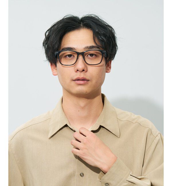  「ウェリントン型 メガネ | レザー調 ラバーテンプル 眼鏡 伊達メガネ 度付き CLASSIC レンズ交換券付」|メガネ|