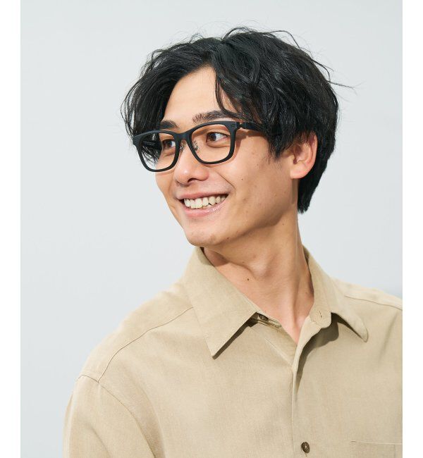  「ウェリントン型 メガネ | レザー調 ラバーテンプル 眼鏡 伊達メガネ 度付き CLASSIC レンズ交換券付」|メガネ|