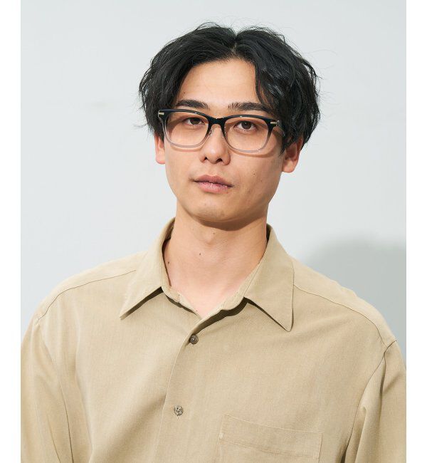  「ウェリントン型 メガネ | レザー調 ラバーテンプル 眼鏡 伊達メガネ 度付き CLASSIC レンズ交換券付」|メガネ|