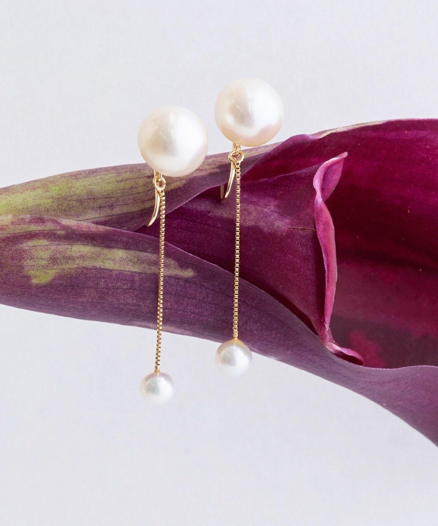 JUPITER「【K10】ダブル淡水パールイヤリング」|イヤリング|