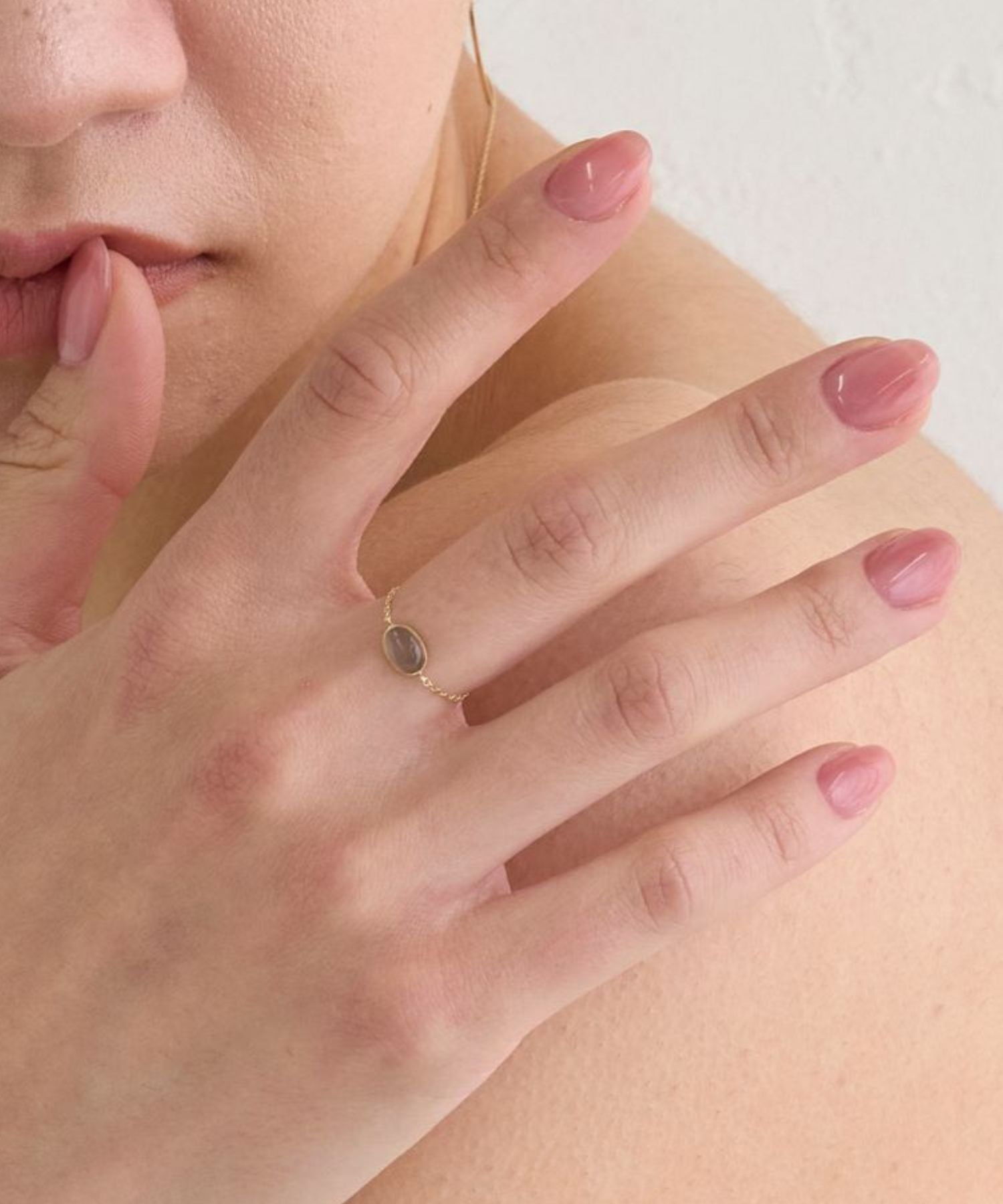 JUPITER「【K10】天然石チェーンリング/グレームーンストーン」|リング|