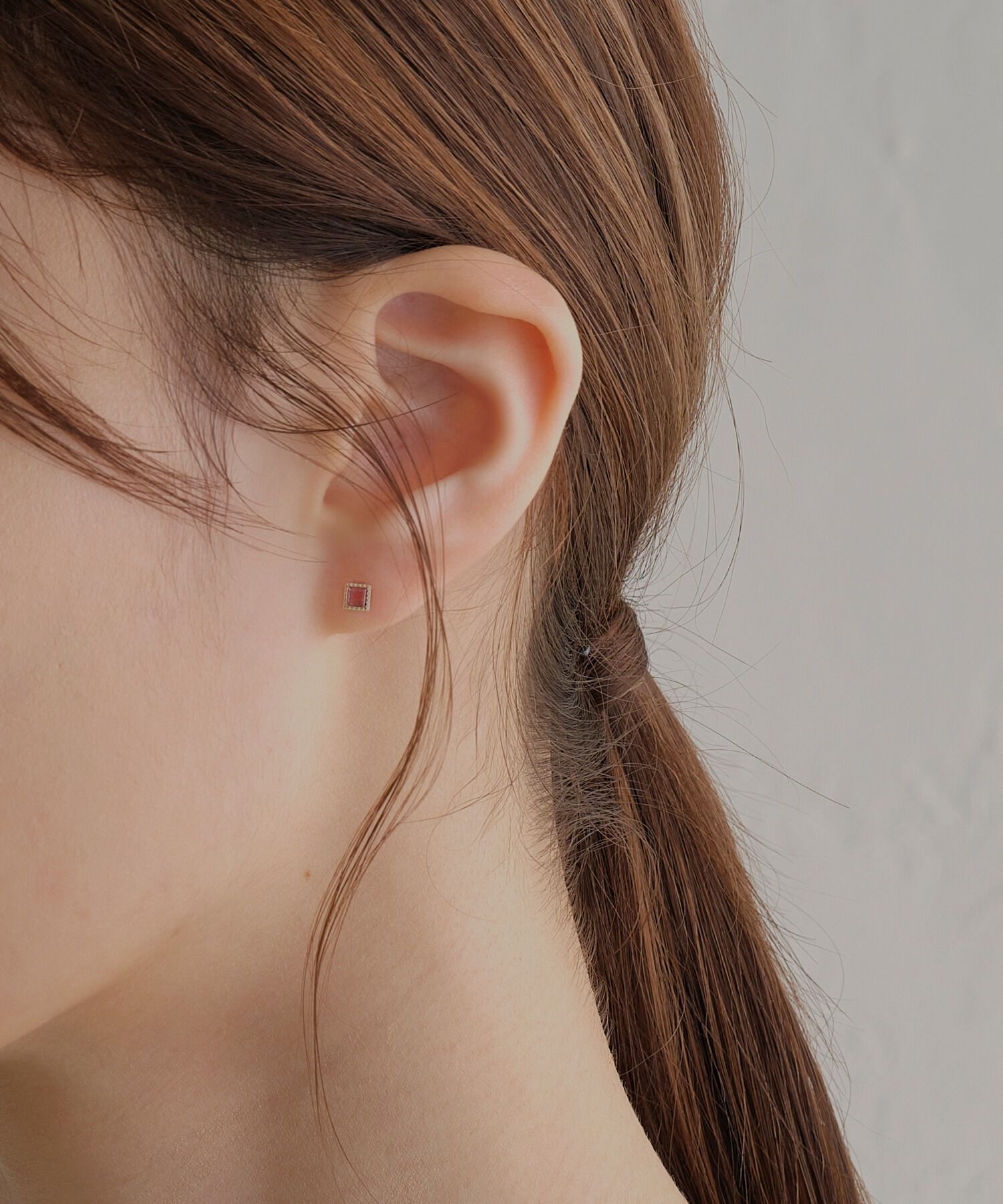 JUPITER「【片耳】K10スクエア天然石ピアス　ピンクトルマリン」|ピアス|