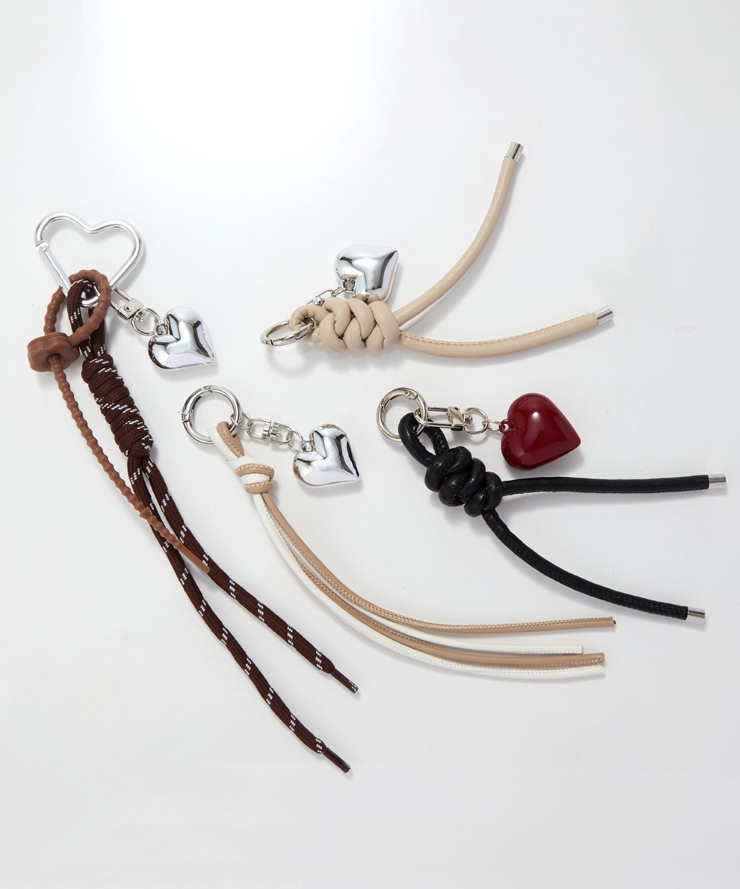 Phoebe「ハートレザーコードバッグチャーム　シルバー」|チャーム・キーホルダー|