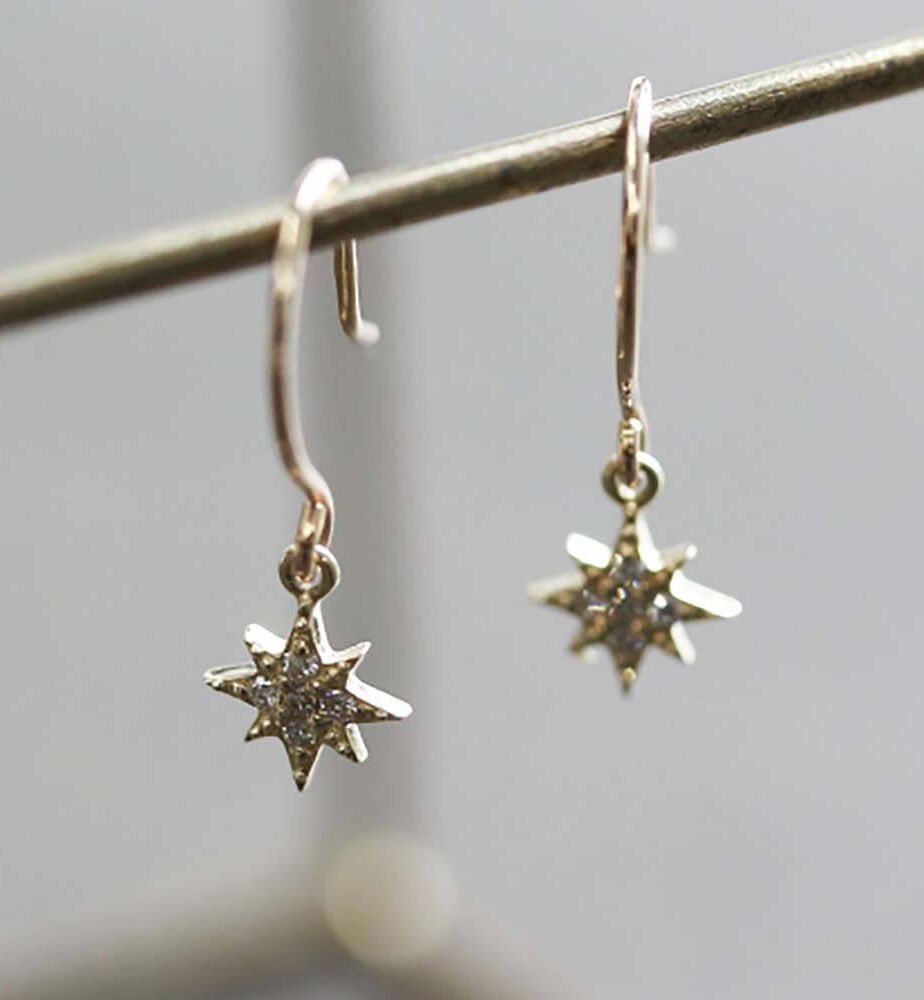  「ダイヤモンド スター フック ピアス  | K10YG」|ピアス|
