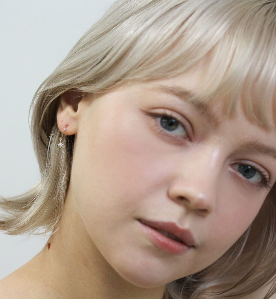  「ダイヤモンド スター フック ピアス  | K10YG」|ピアス|