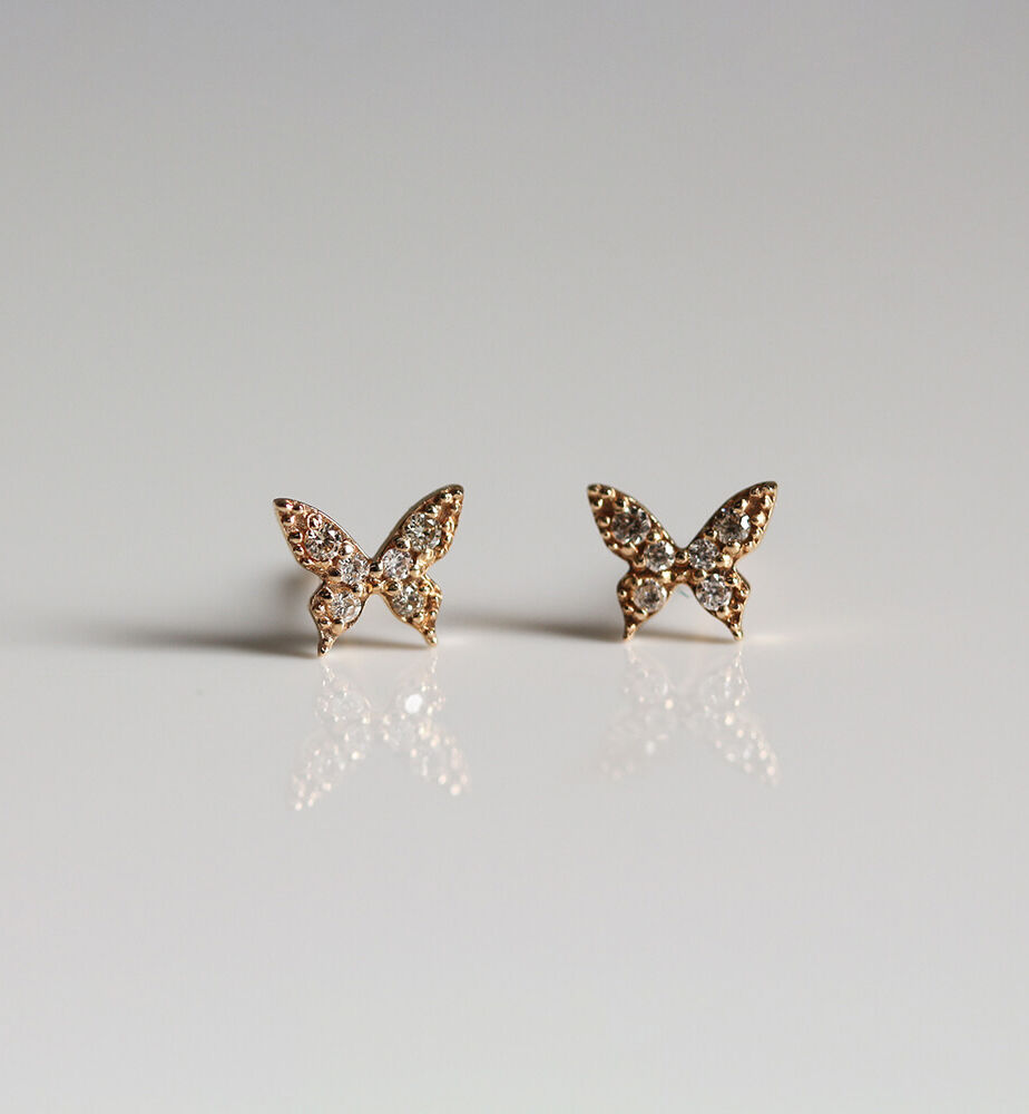  「ダイヤモンド バタフライ ピアス | K10YG」|ピアス|K10 イエローゴールド
