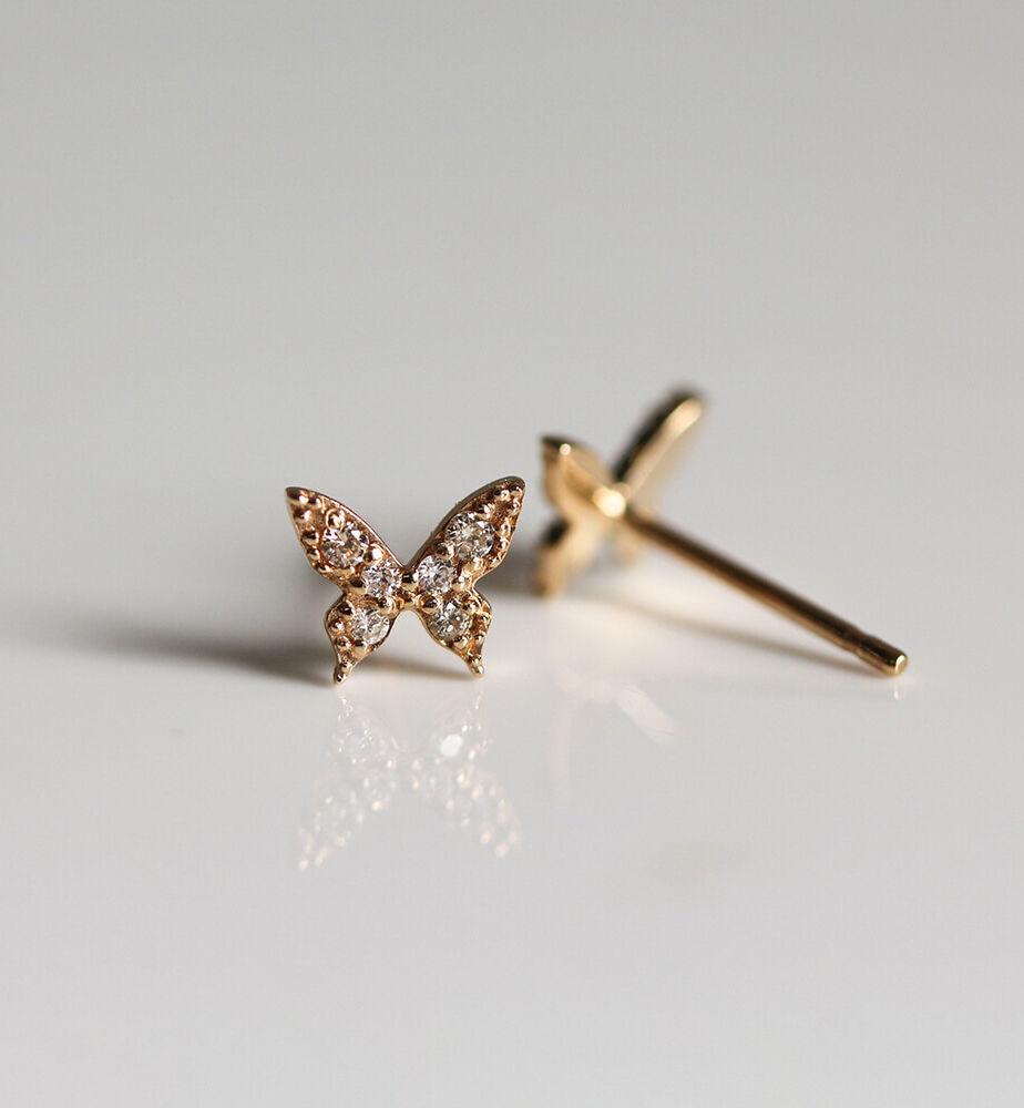  「ダイヤモンド バタフライ ピアス | K10YG」|ピアス|