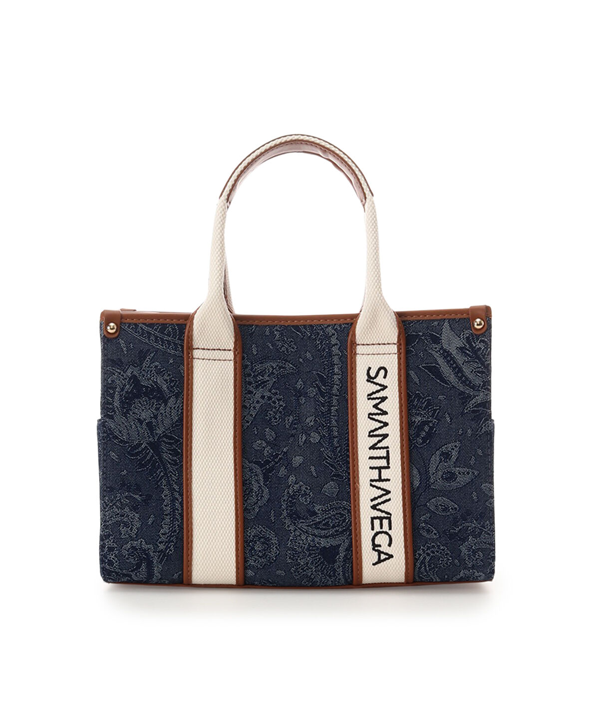 Samantha Vega「ロゴテープジャガード調トートバッグ（小）」|ハンドバッグ|インディゴ