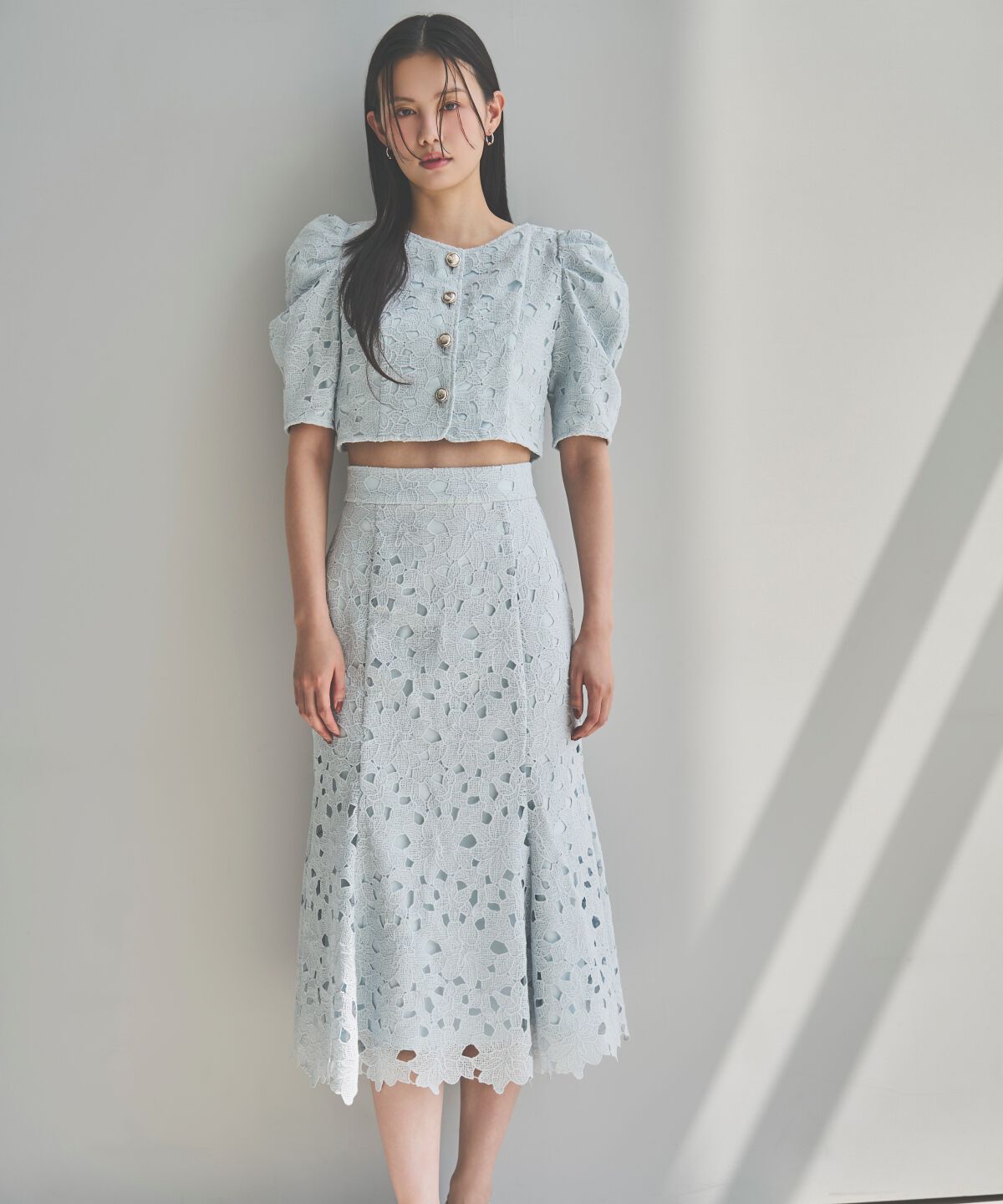 アンドクチュール「スカラレースジャケット」|ノーカラージャケット|