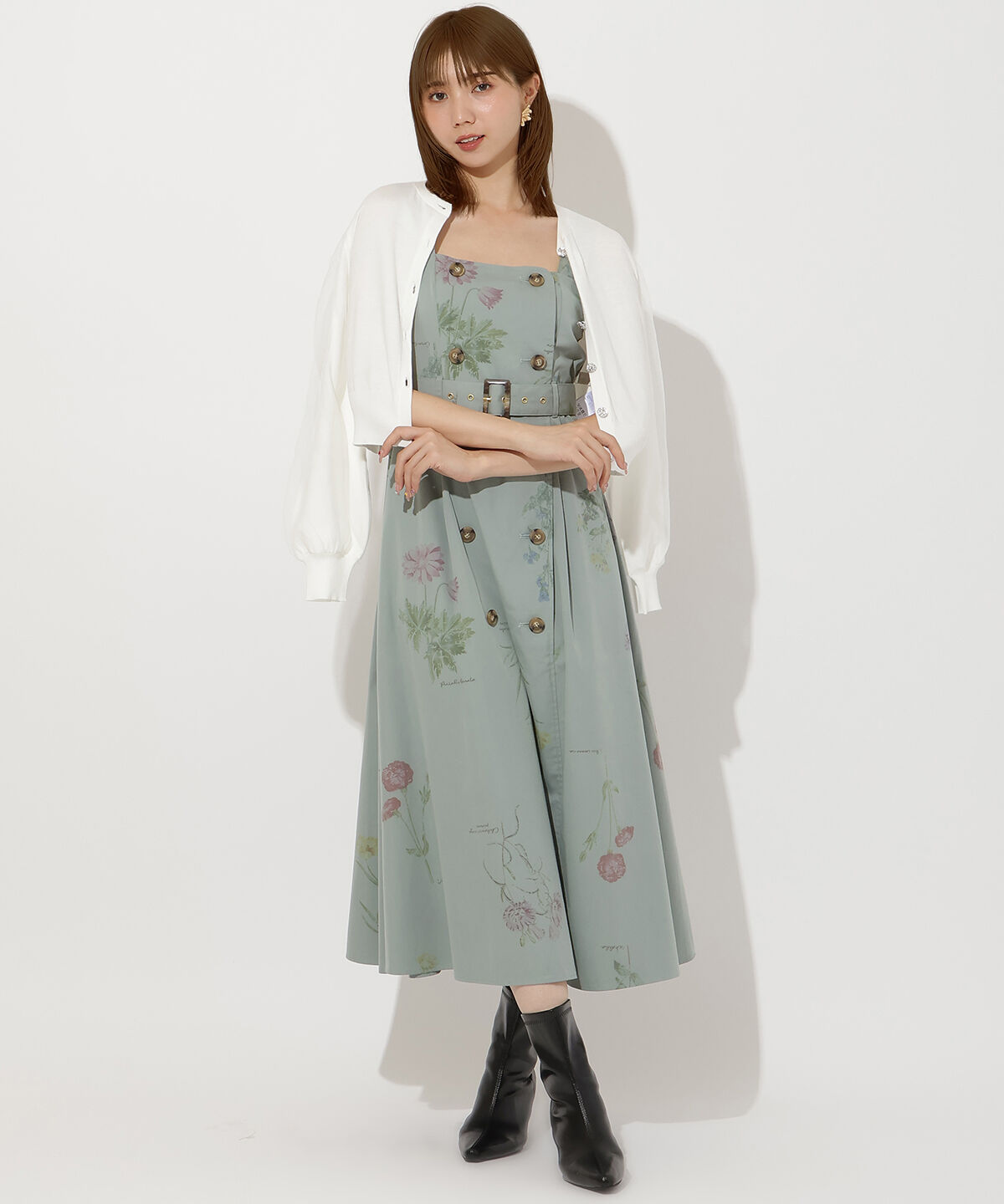 アンドクチュール「オータムフラワートレンチジャンスカ」|ジャンパースカート|