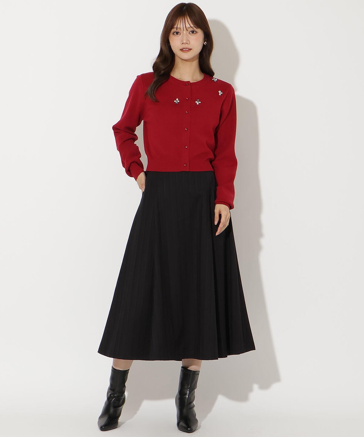 アンドクチュール「ビジュー&times;パールニットカーディガン」|カーディガン|