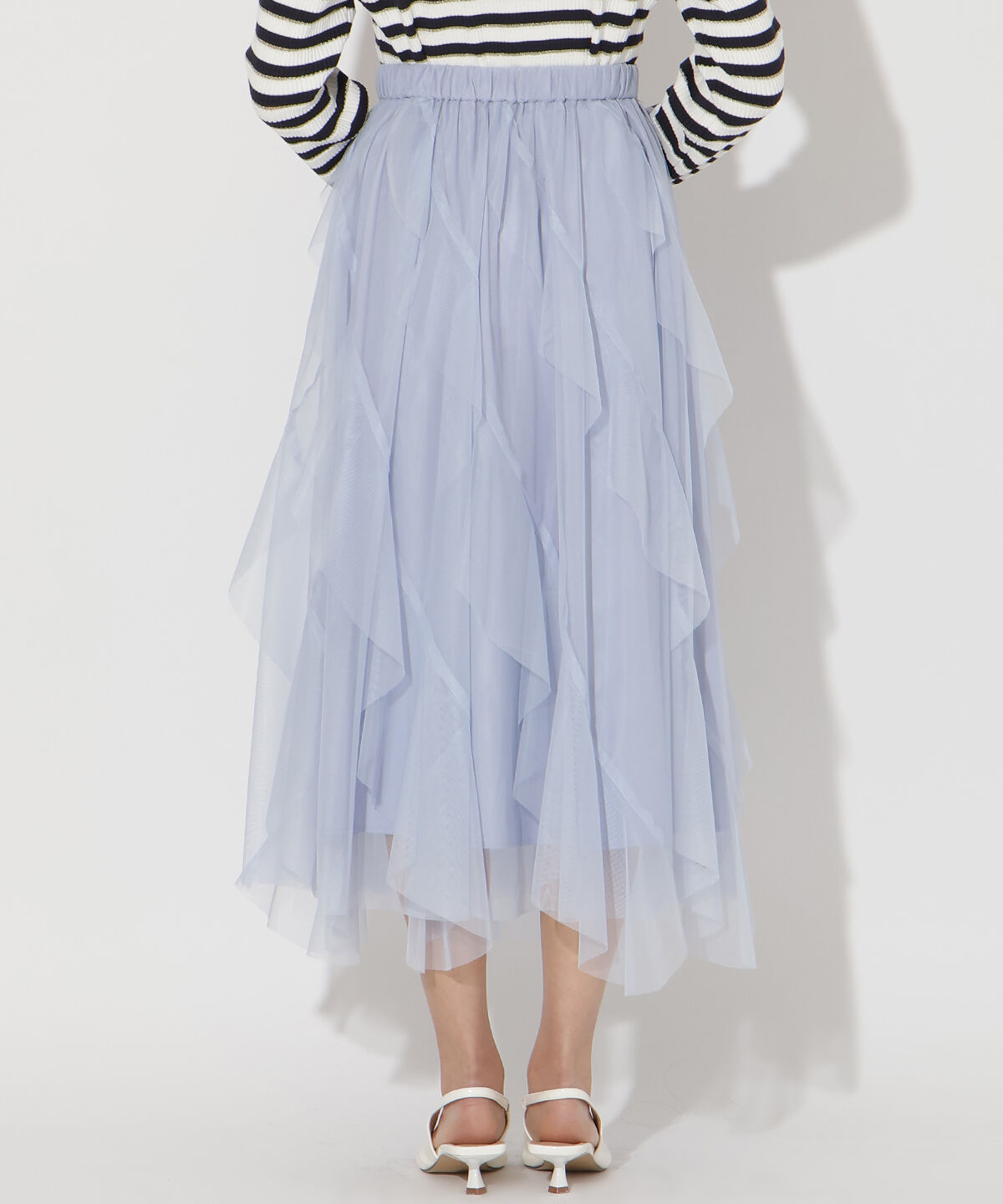 アンドクチュール「ラッフルフリルチュールスカート」|フレア|