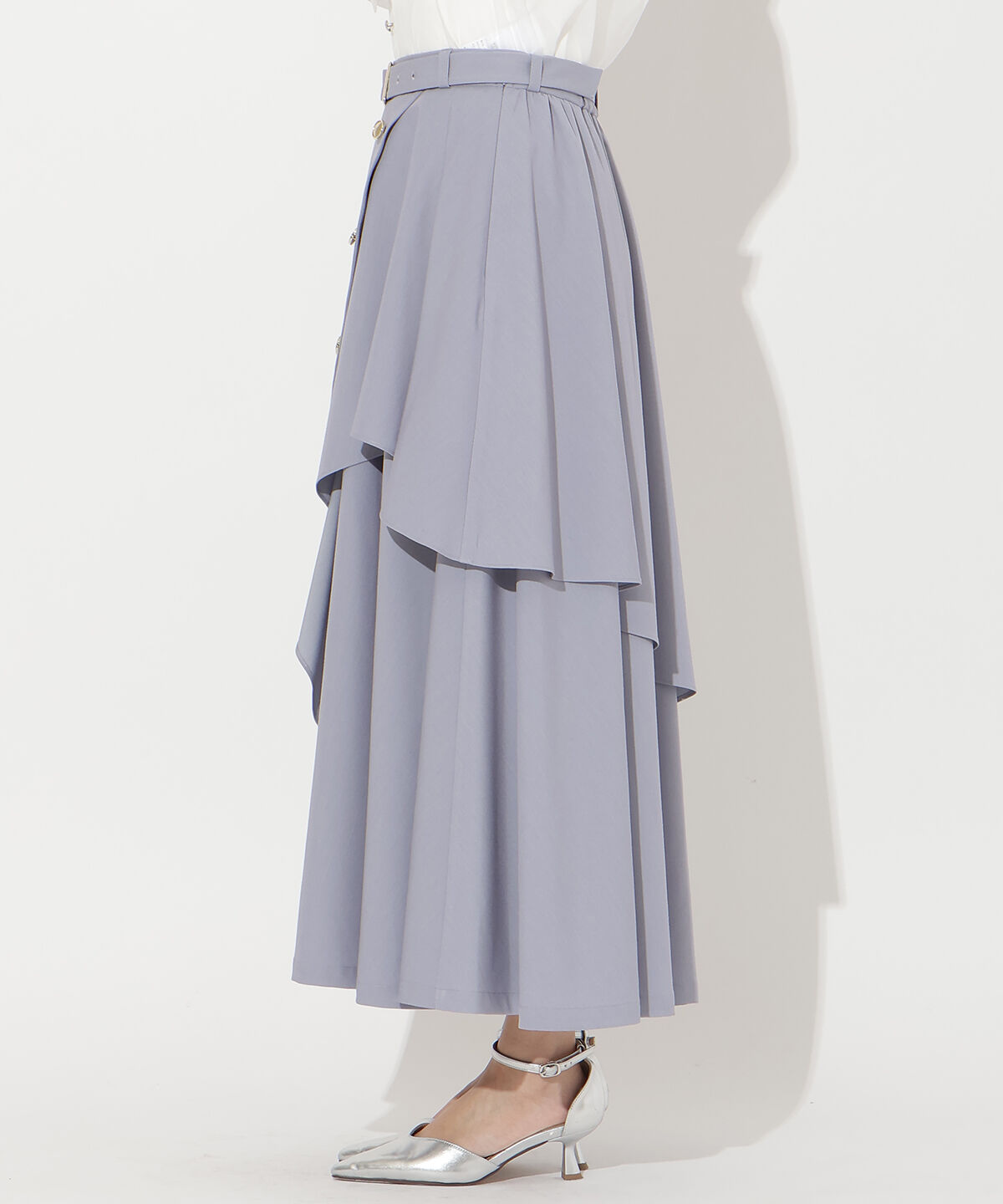 アンドクチュール「ベルト付きレイヤードデザインフレアスカート」|フレア|