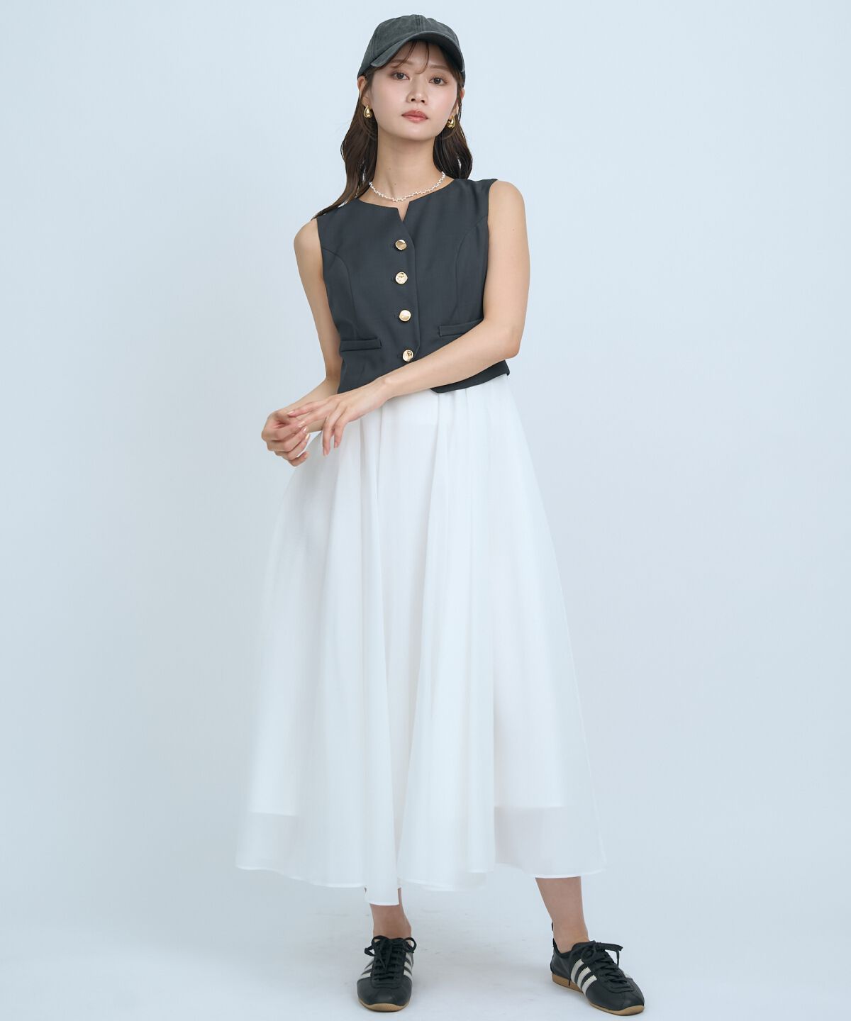 アンドクチュール「ショートジレレイヤードワンピース」|ワンピース|ﾁｬｺｰﾙｸﾞﾚｰ