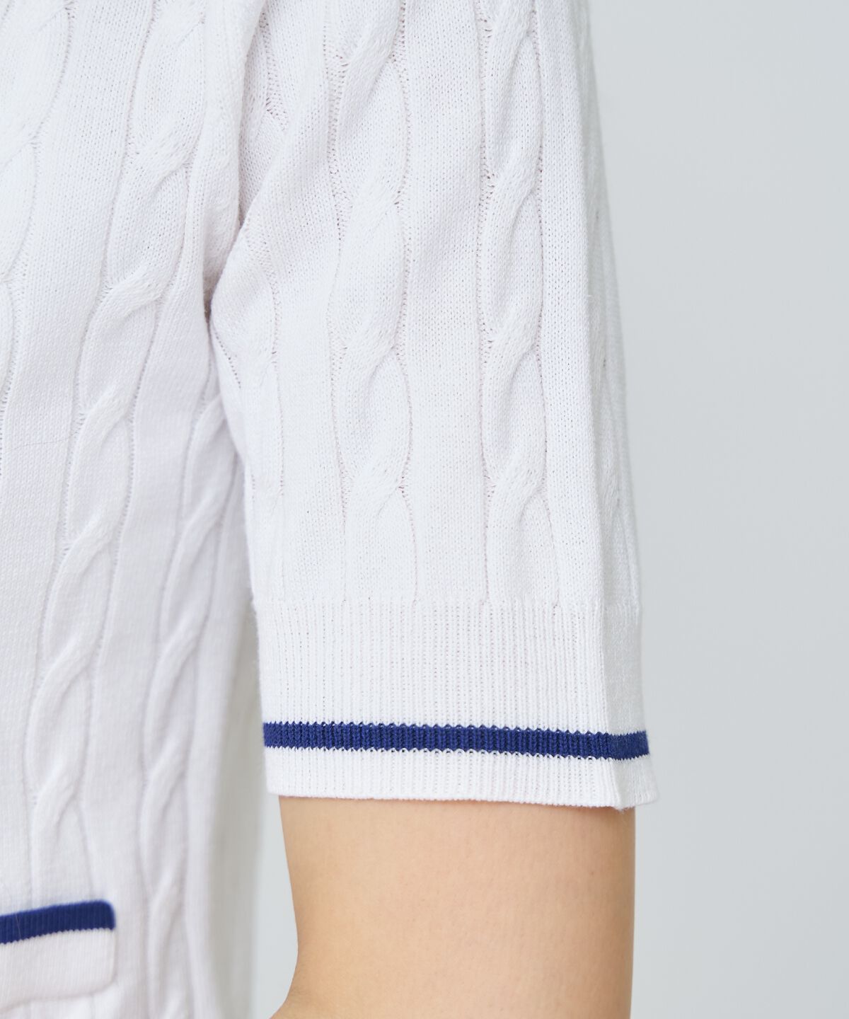 アンドクチュール「配色シャツ襟ペプラムニットプルオーバー」|ニット・セーター|