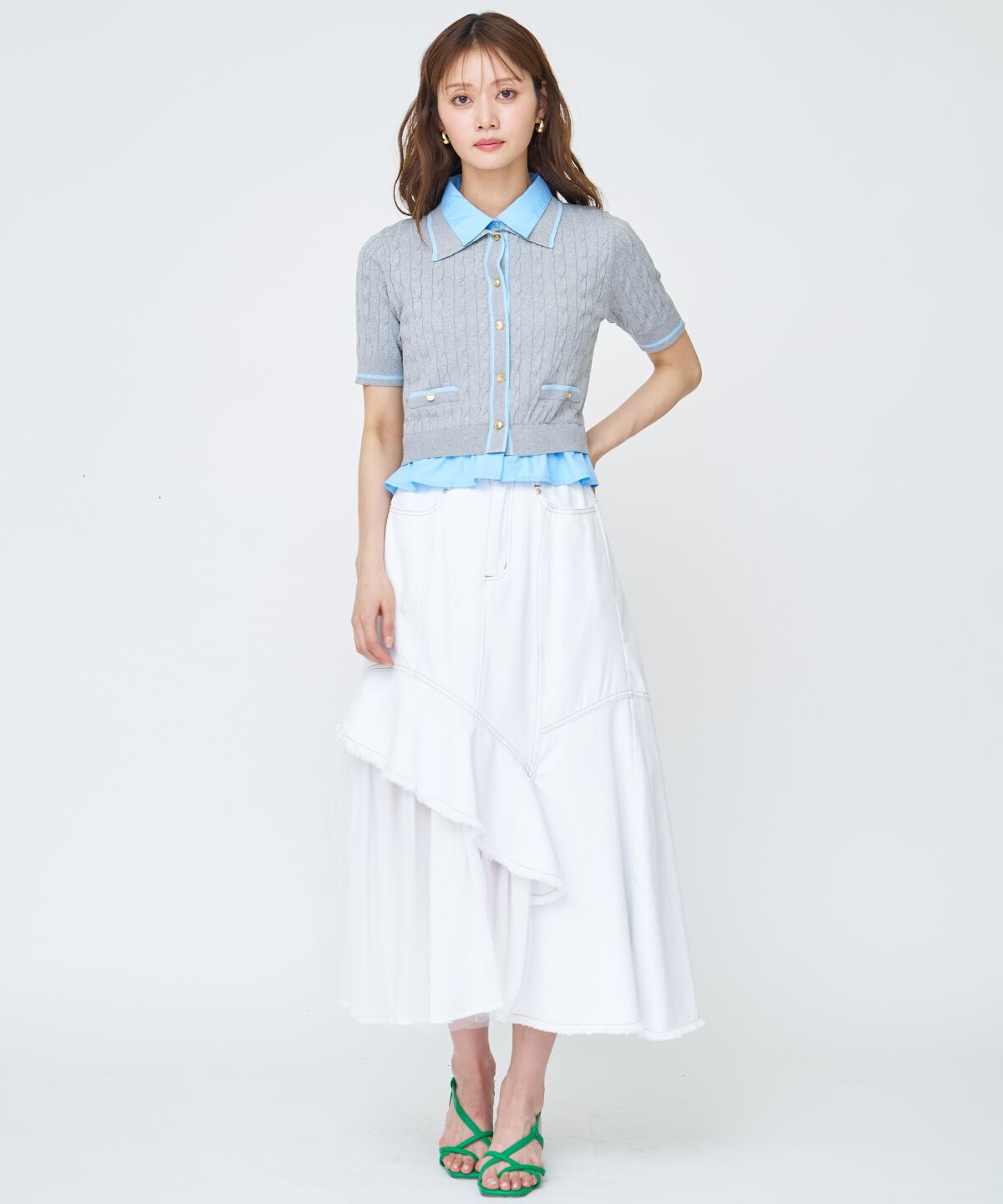 アンドクチュール「チュール切替デニムスカート」|スカート|