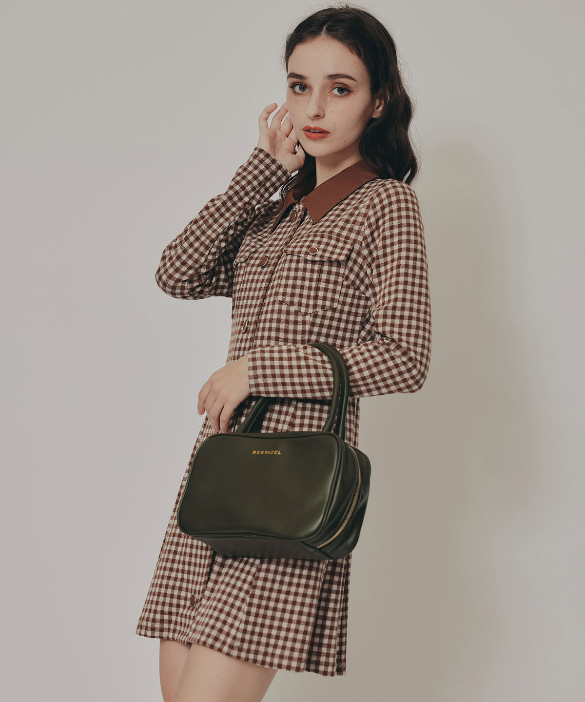 REDYAZEL「チェックバイカラーカットミニワンピース」|ワンピース|