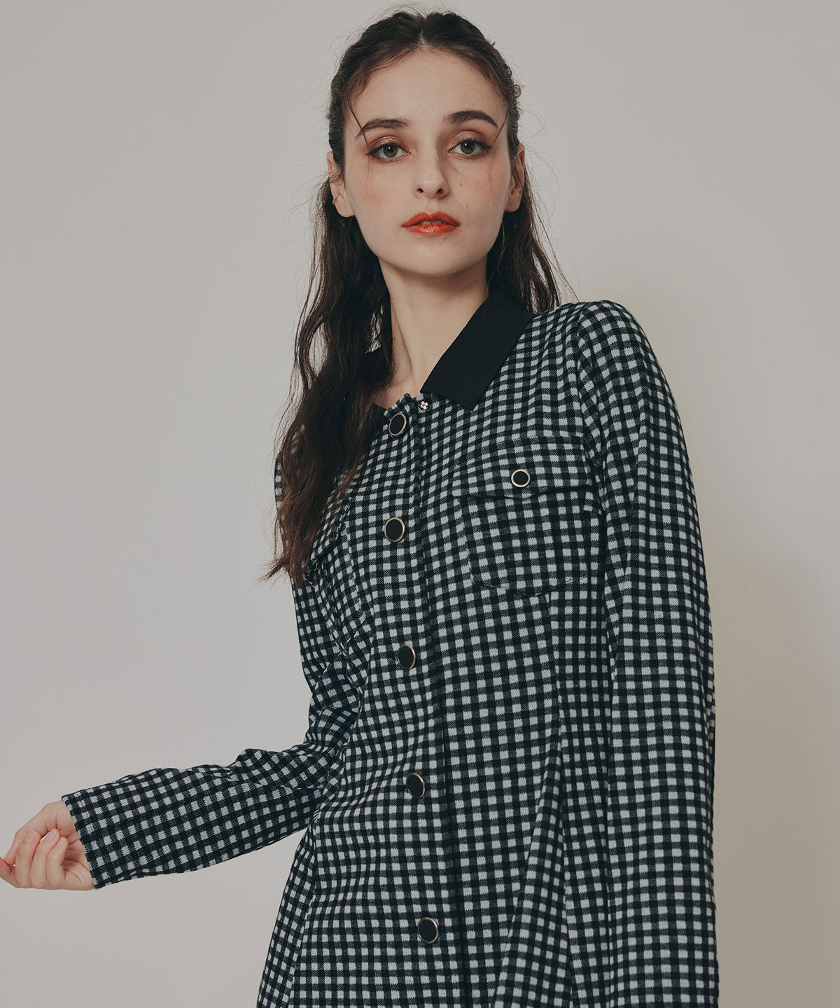 REDYAZEL「チェックバイカラーカットミニワンピース」|ワンピース|