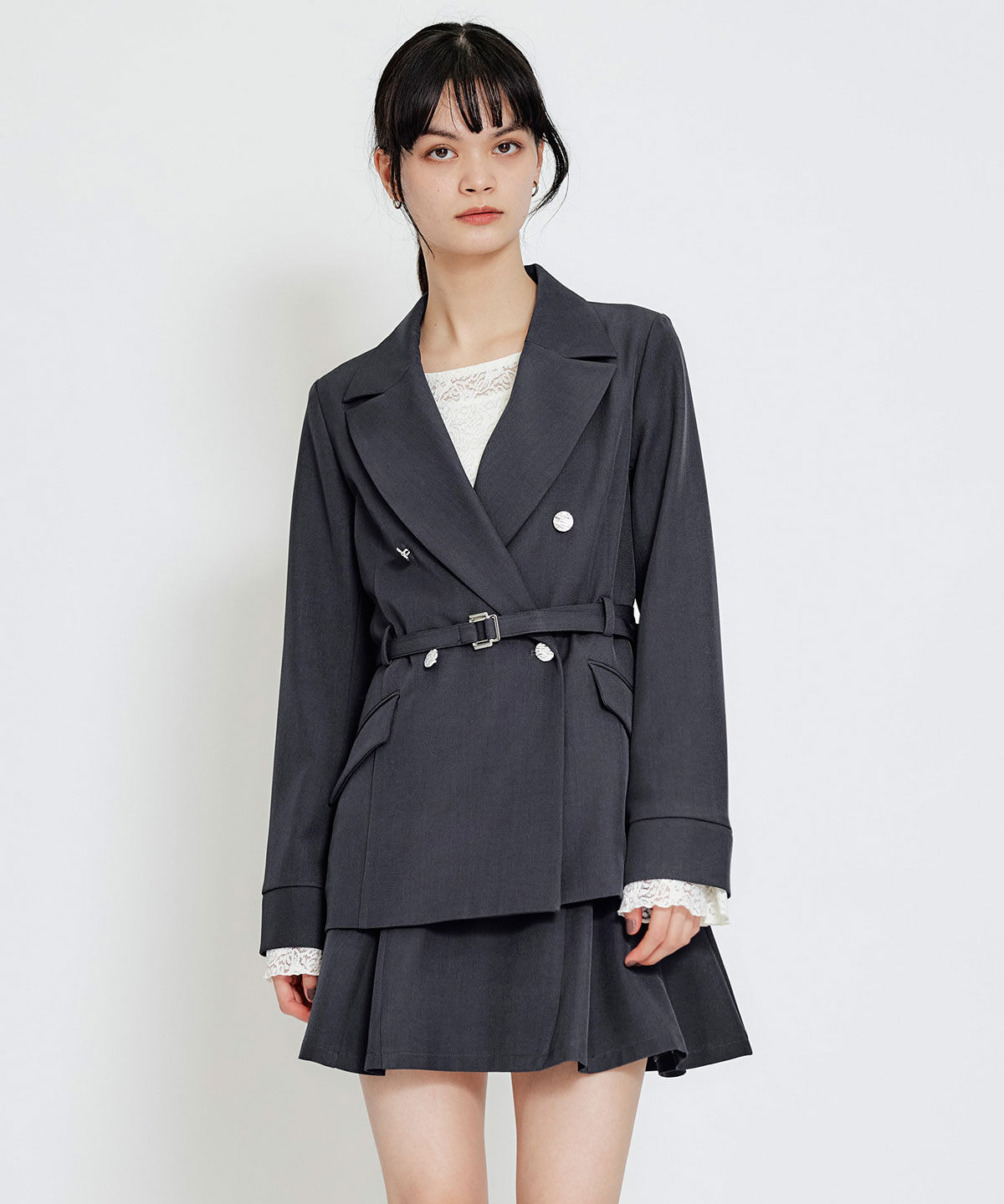 REDYAZEL「ベルトチューリップミニスカート」|フレア|