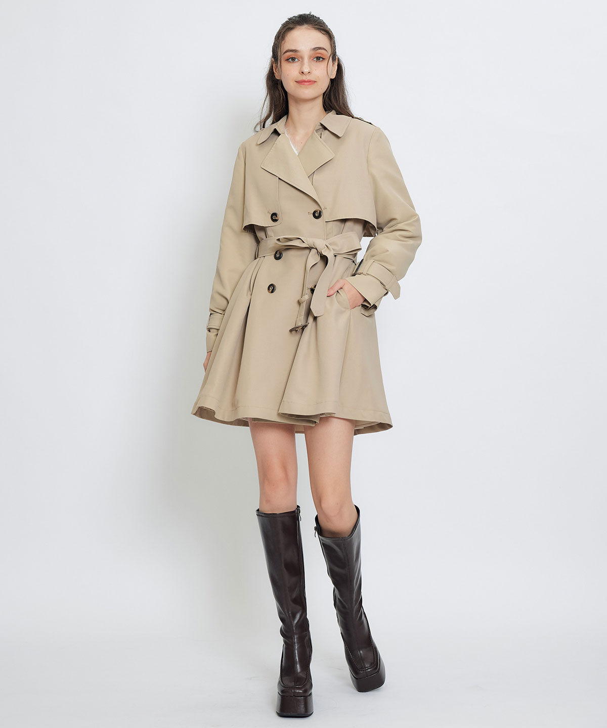 REDYAZEL「ウエストベルトショートトレンチコート」|トレンチコート|