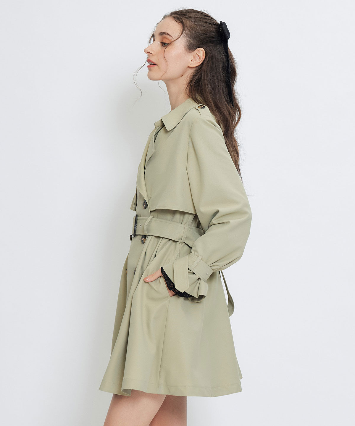 REDYAZEL「ウエストベルトショートトレンチコート」|トレンチコート|