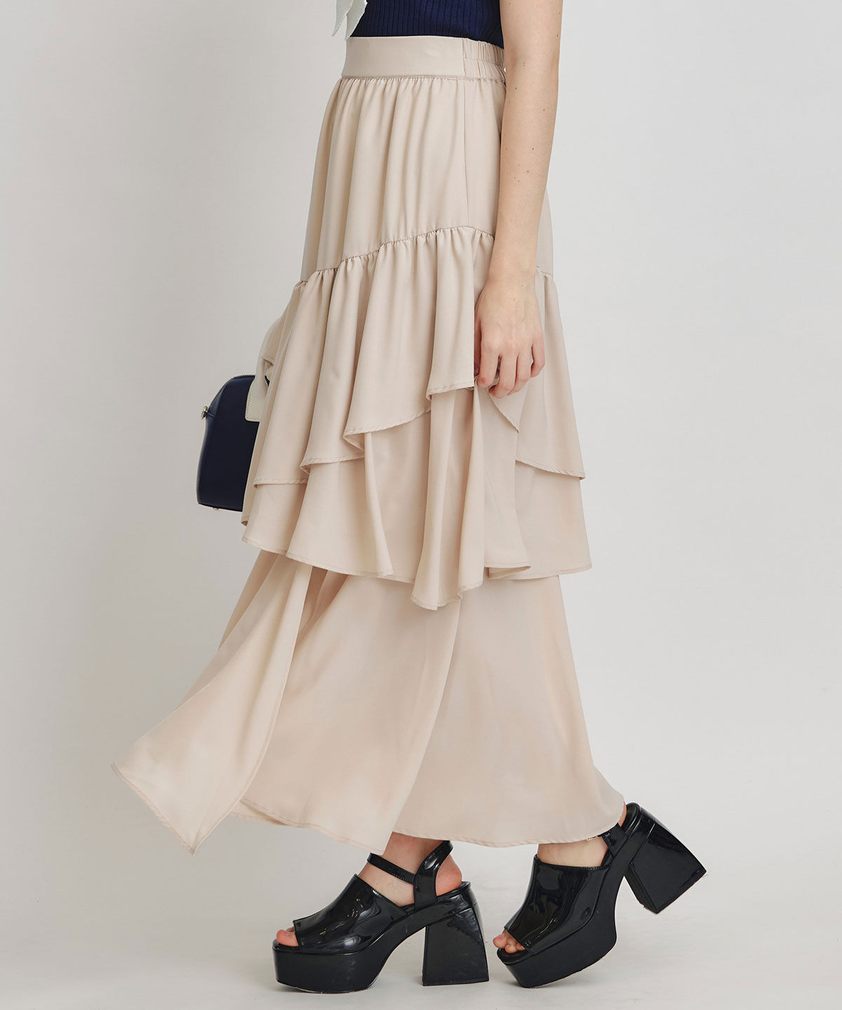 REDYAZEL「エアリーティアードロングスカート」|フレア|