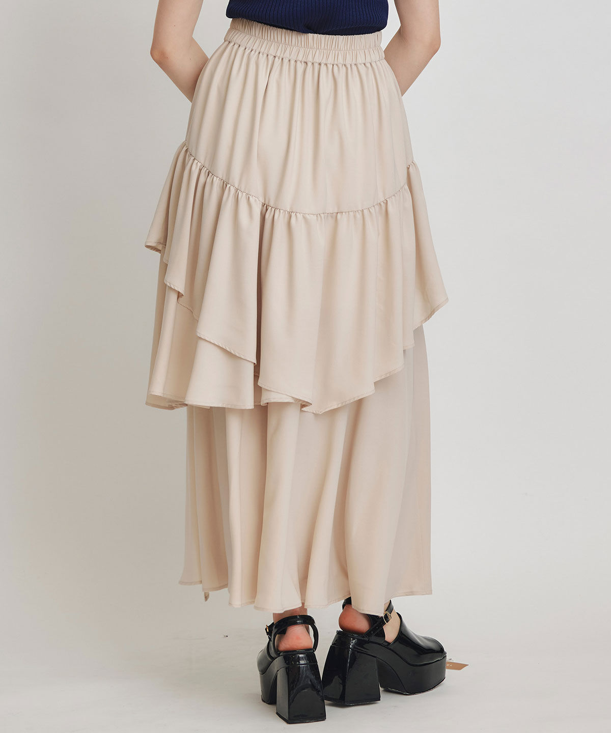 REDYAZEL「エアリーティアードロングスカート」|フレア|